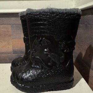 Black Toddler Dinosaur Weather Guard Lined Boots size 7 Winter Outdoor